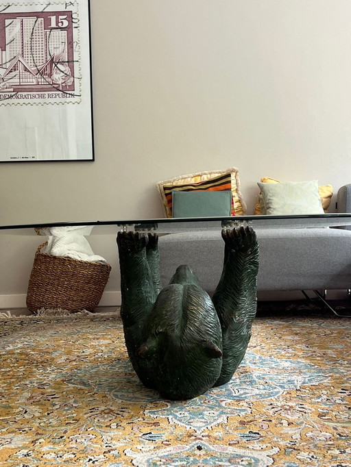 Table basse vintage ours en verre