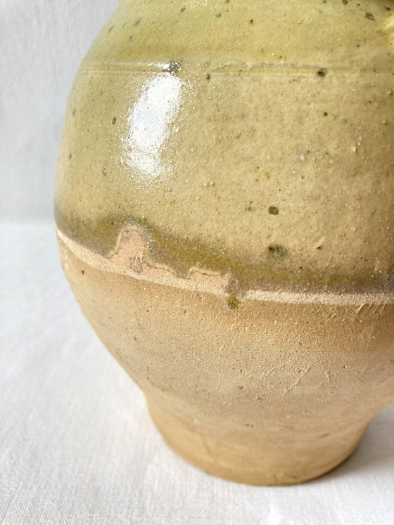 Antique small goatskin jug in ochre glazed stoneware – Vases, Ceramic (photo 7 of 9)