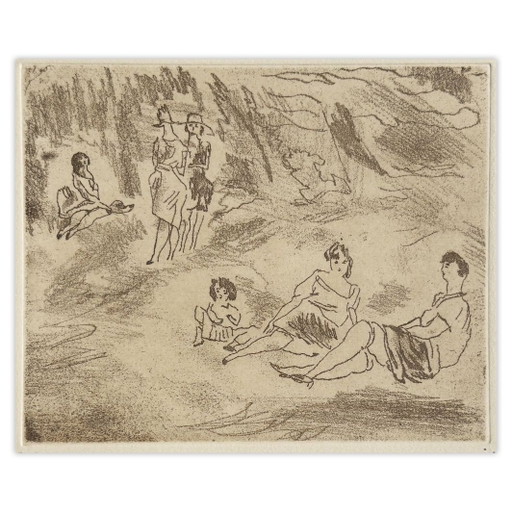 Jules PASCIN, grabado de Central Park, 1980