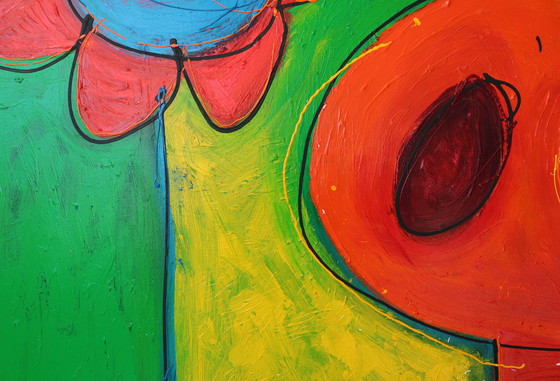 Image 1 of Paul Megens Large Painting "Does A Flower Have A Soul ?