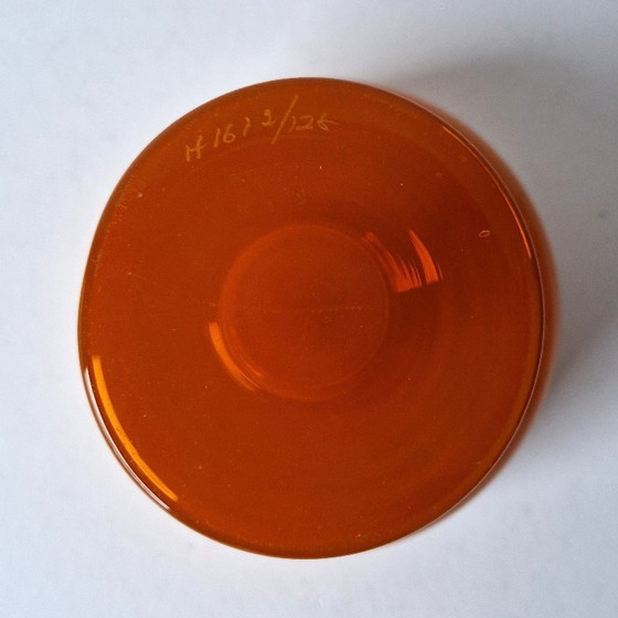 Image 1 of Kosta Boda – Orangefarbene Schale zu Fuß von Erik Höglund – 60er Jahre