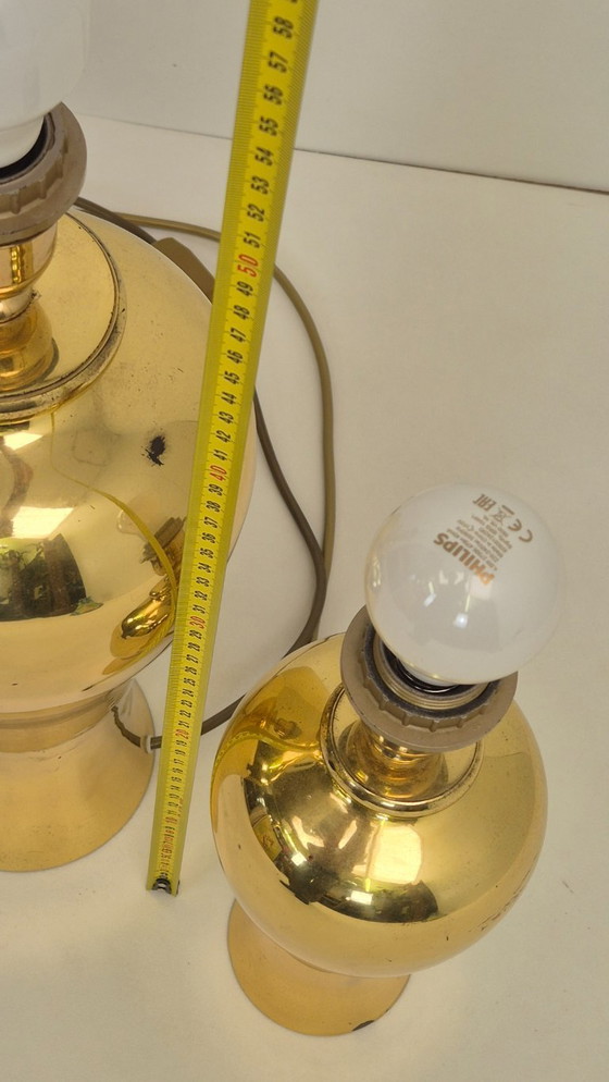 Image 1 of Set pesante di lampade da tavolo in ottone vintage
