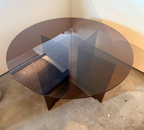 Image 1 of Bruin glazen eet tafel 120  westwing 
