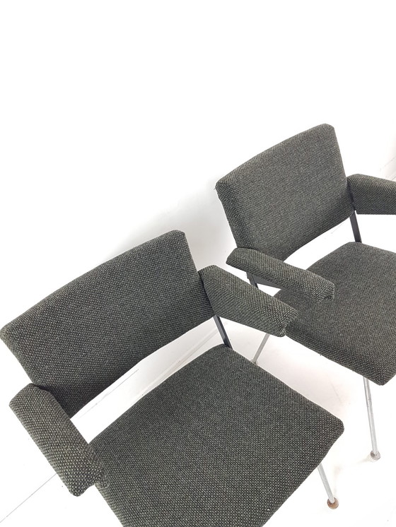 Image 1 of Vintage armchairs Gispen reupholstered plough fabric wool