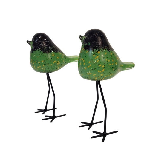 Paire d'oiseaux en verre soufflé, Chehoma, années 2000 - France