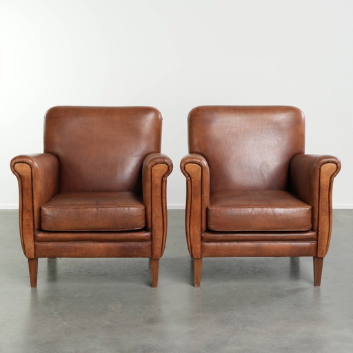 2x Beautiful and comfortable sheepskin Armchairs with beautiful colors and a timeless design