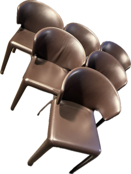 6x Leather Cassina Hola 367 Chairs