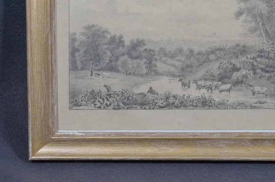19. Jahrhundert Europäische Schule Pastorale Landschaft mit Rindern, Graphitzeichnung – Gemälde & Zeichnungen (photo 5 of 10)