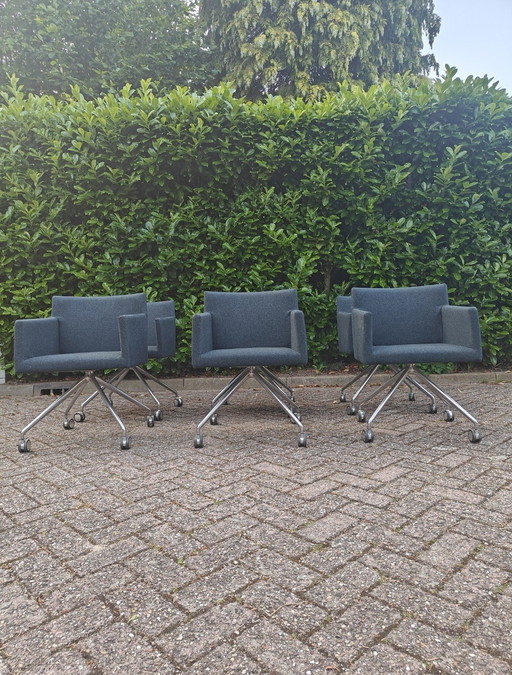 Lot de 6 chaises design Masai by Arper | Avec roulettes