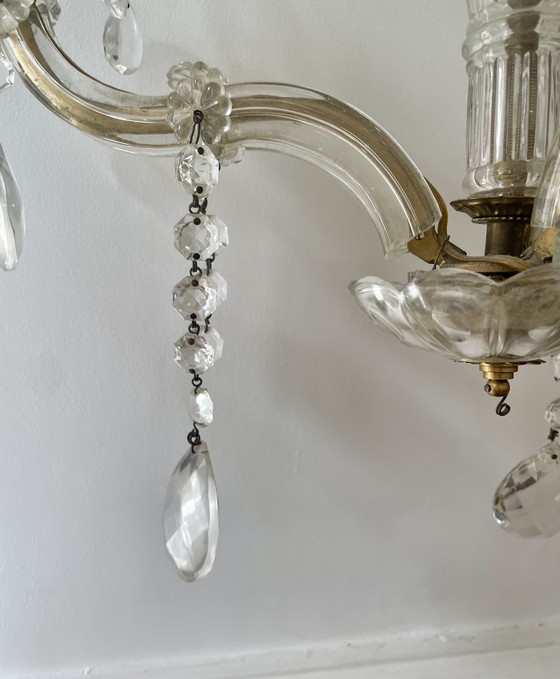 Image 1 of Lampadario con nappe in bronzo e vetro