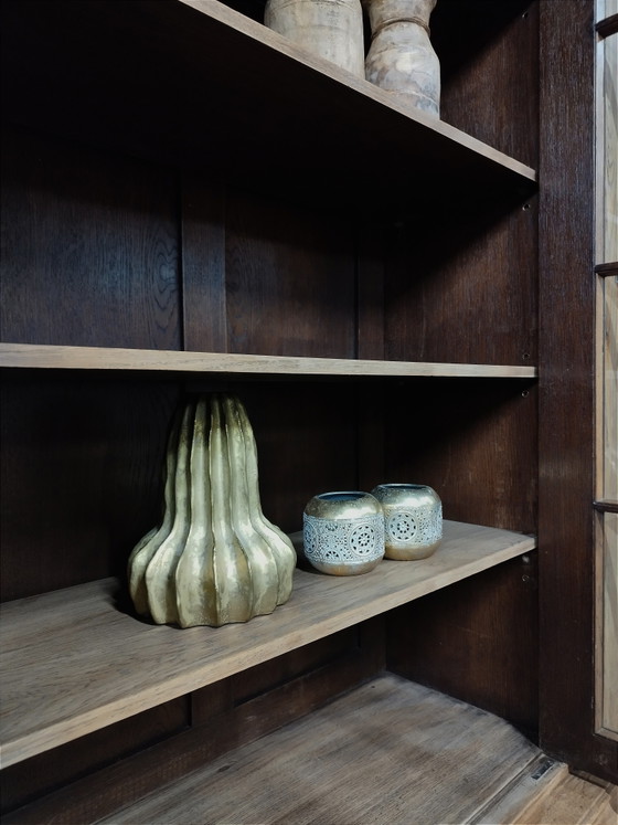 Image 1 of Oude XXL Barok Eiken Notariskast / Bibliotheekkast