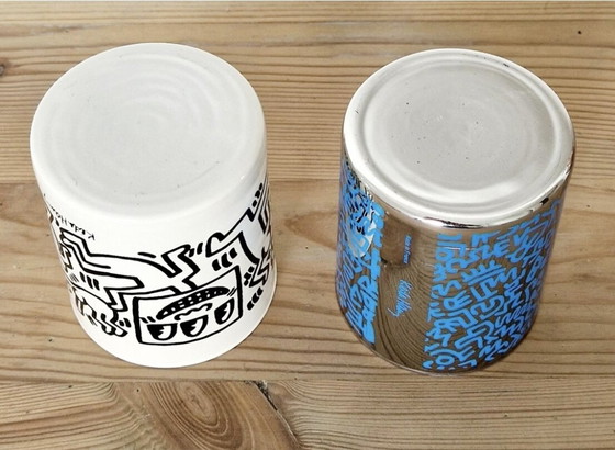 Image 1 of Macetas Paire Keith Haring - Verre opalin 