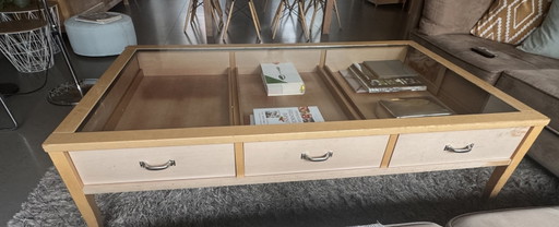 Designer Coffee Table in Walnut & Glass - 160 x 90 cm and 45 cm high – salontafels, Metal (photo 2 of 6)