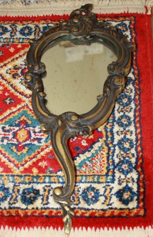 Miroir à main ancien en bronze, 1930