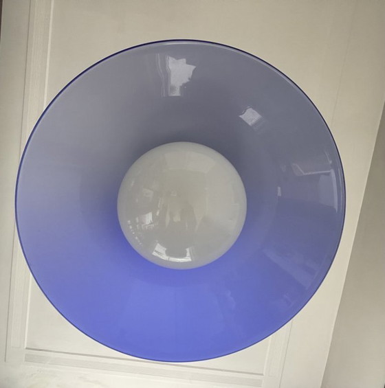 Image 1 of Vintage Danish pendant lamp with cobalt blue shade