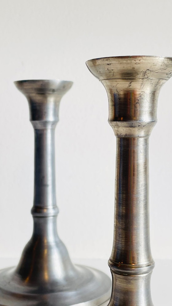 Image 1 of Vintage Silver Metal Candlesticks
