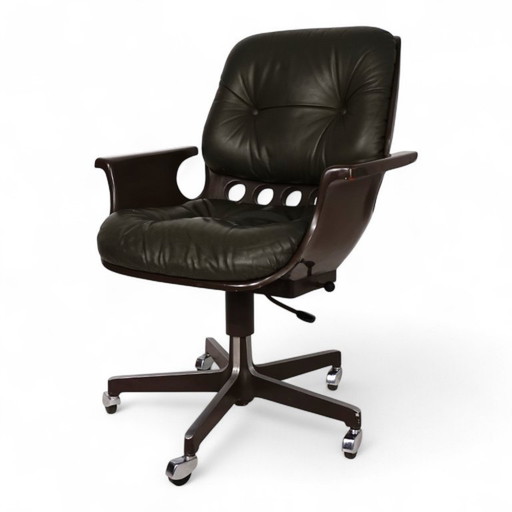 Stoll Giroflex 7112 Space Age leather office chair by Martin Stoll, 1970