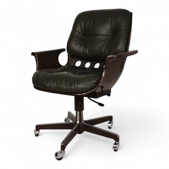 Image 1 of Stoll Giroflex 7112 Space Age leather office chair by Martin Stoll, 1970