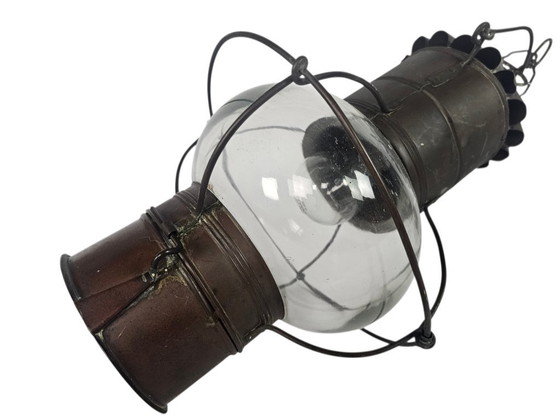 Image 1 of Lampada da nave - Lampada a petrolio - Lampada a sospensione - Rame - Vetro - Anni '50