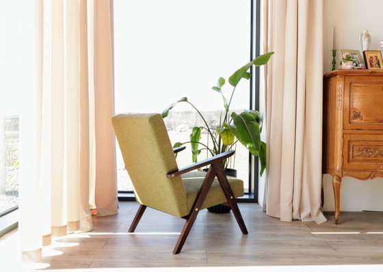 Image 1 of Vintage fauteuil mosgroen bouclé zigzag MCM 