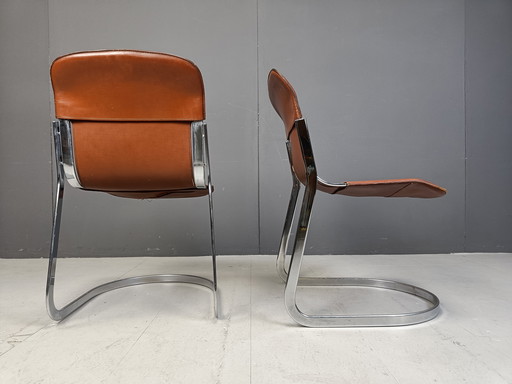 Set Of 10 Italian Leather Di Ning Chairs By Cidue, 1970S