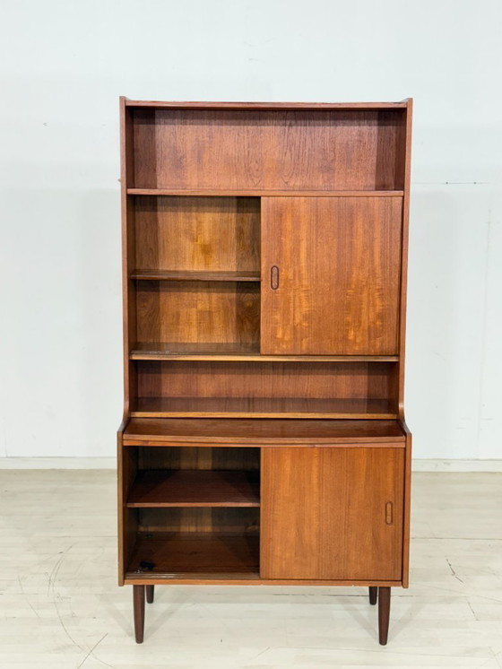 Image 1 of Secrétaire en teck style années 50 / Buffet haut danois / Meuble vintage / Étagère