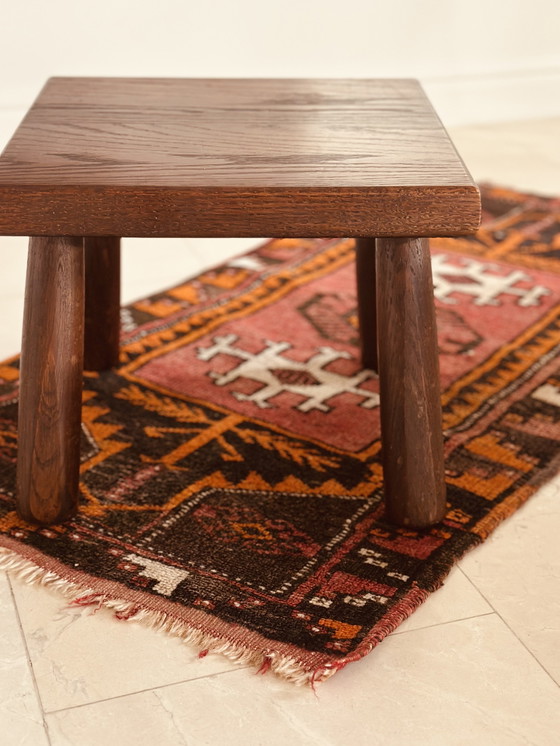 Image 1 of Brutalistischer Hocker, Pflanzentisch aus Holz, Beistelltisch, Japandi