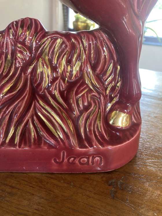 Image 1 of Cavalla JEAN in ceramica Art Déco francese degli anni '30 con puledro