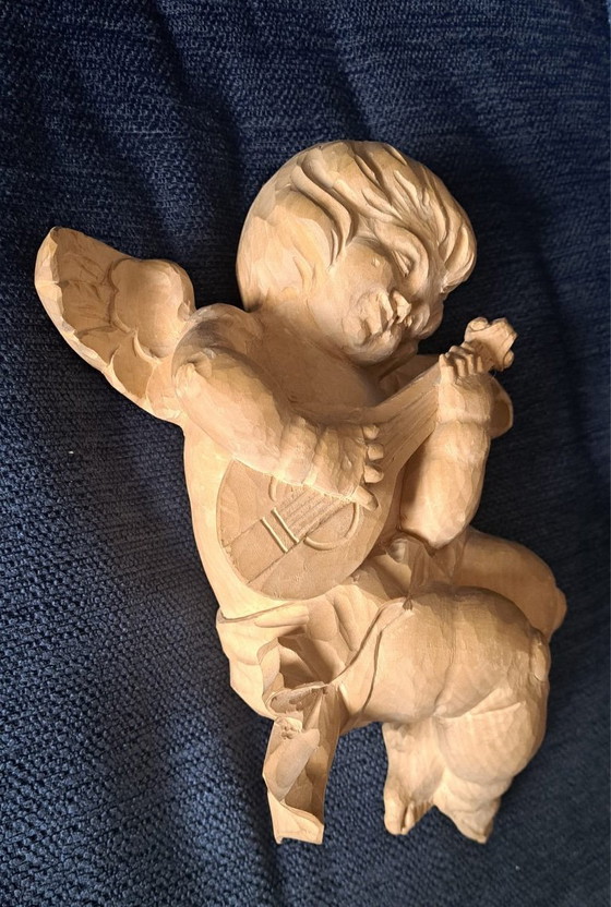 Image 1 of Hand-carved wooden Cherub