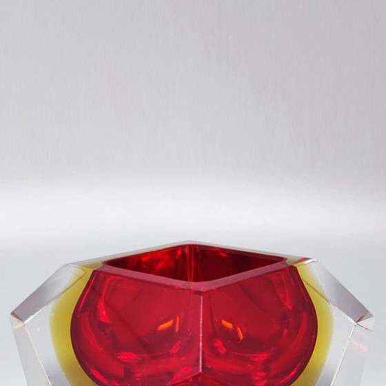 Image 1 of 1960s Gorgeous Red and Yellow Ashtray or Catch-All By Flavio Poli for Seguso