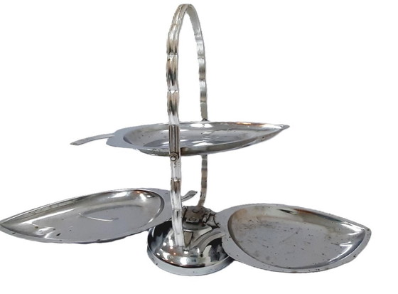 Image 1 of Ciotole per caramelle pieghevoli in metallo vintage a 3 livelli