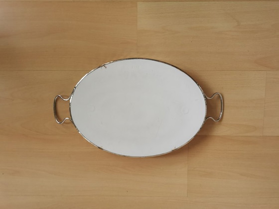 Image 1 of ANTICO VASSOIO MODERNISTA IN PORCELLANA E METALLO