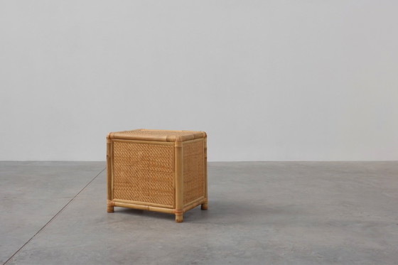 Image 1 of Cómoda o mesilla de noche italiana de bambú y mimbre de los años 70