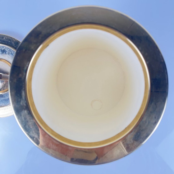 Image 1 of Seau à glaçons vintage en plastique effet loupe – couvercle doré, 1970