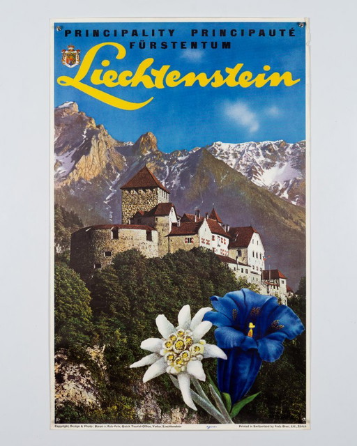 Liechtenstein – 1960er Jahre – Originales Vintage-Reiseplakat von Baron V. Falz – Mid-Century Modern – 101 x 64 cm – posters
