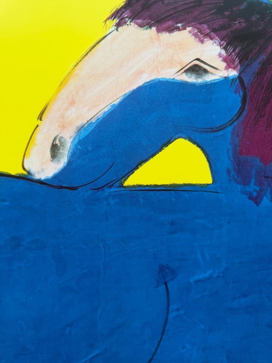 Walasse Ting, Blue Horse, Copyright 1990, Yves Riviere .....Printed In Switzerland – Posters, Paper (photo 7 of 9)