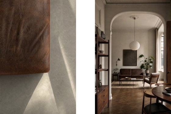 Image 1 of Canapé 2 Places Vintage Mid-Century Scandinave Moderne en Cuir Marron 3330 par Arne Vodder pour Fritz Hansen, 1960s