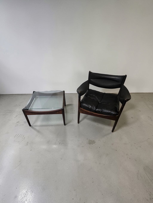 Set di 2 poltrone di design + tavolo Mid Century Kristian Vedel per Søren Willadsen Møbelfabrik Danimarca anni '60