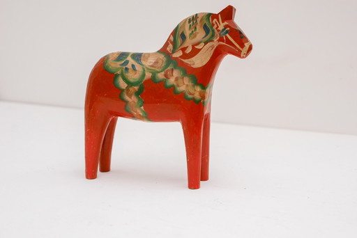 Traditional Swedish Handpainted Dala Horse from Grannas Olsson, Nusnäs, 1950s – beeldhouwkunst