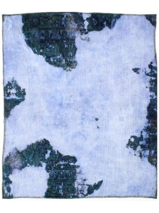 Oriental Hand-knotted Vintage Art Classic & Relief Design 110 x 90 cm Blue Color