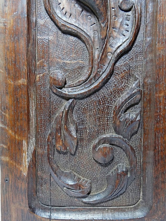 Image 1 of Par de paneles decorativos de pared antiguos de madera tallada del siglo XIX.