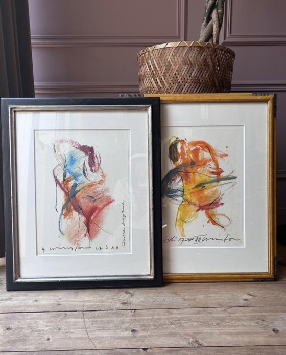 Image 1 of 🎨 Winston Huisman – Set of 2 original, signed artworks (framed)