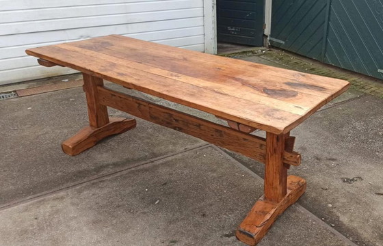 Image 1 of Antique rustic solid oak large dining table