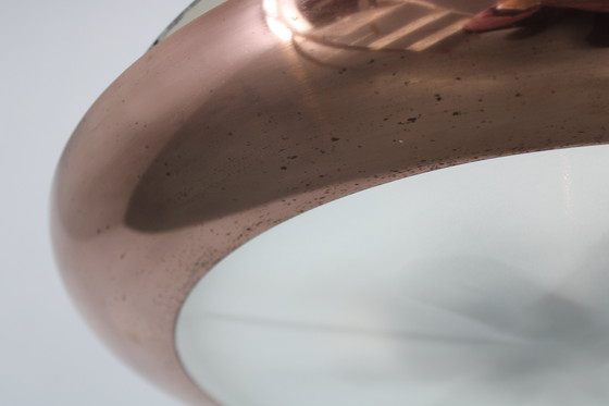 Image 1 of 1930s Bauhaus "UFO" Chandelier in Copper Finish by Josef Hurka, Czechoslovakia