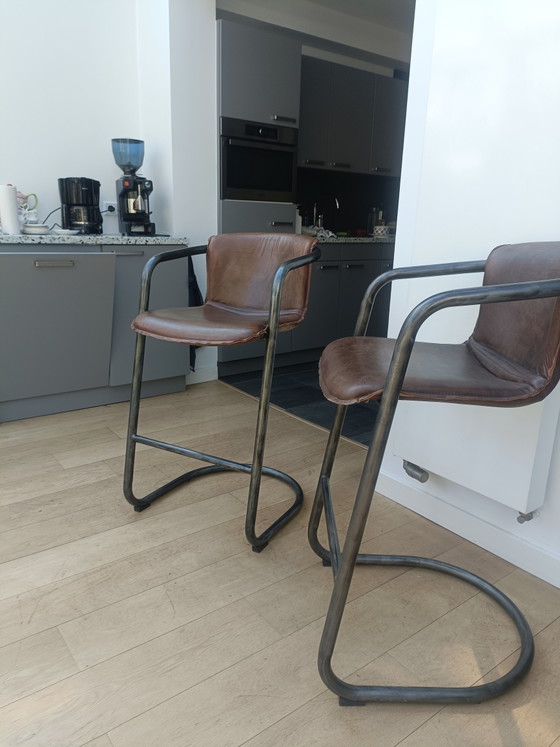 Image 1 of Tabourets de bar en cuir de chez Chiavari