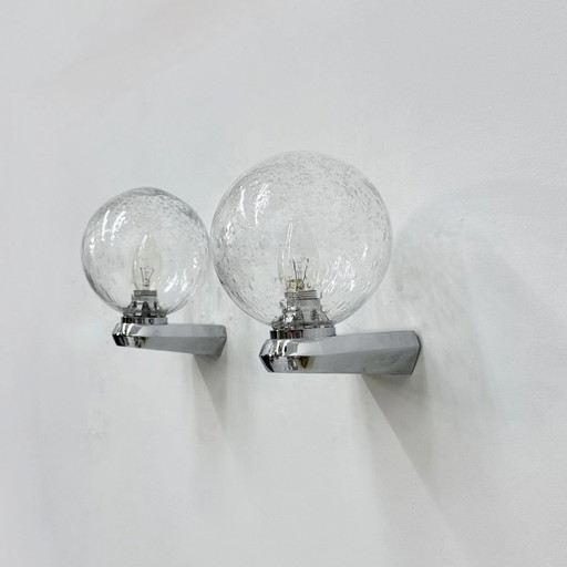 Set aus 2 Wandleuchten Blasenglas, 1970er Space Age