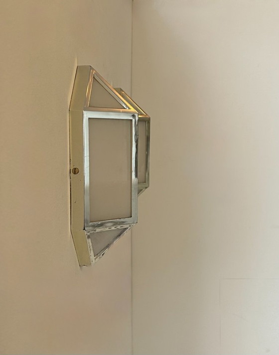 Image 1 of Coppia di applique vintage, ABS cromato e Perspex satinato, Francia, 1980