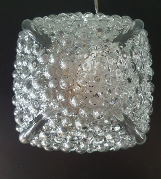 Image 1 of Helena Tynell - Glashütte Limburg - anni '60. Lampada da parete/soffitto in vetro spesso a bolle.