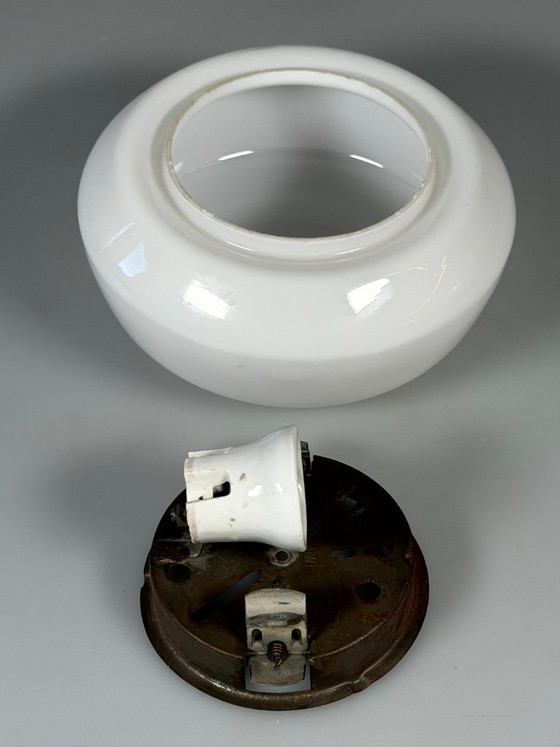 Image 1 of 50er 60er Jahre Lampe Leuchte Plafoniere Milchglas Mid Century Glas Design RZB