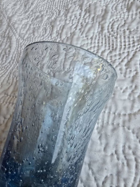 Biot signed blue bubbled glass soliflore vase (photo 3 of 5)